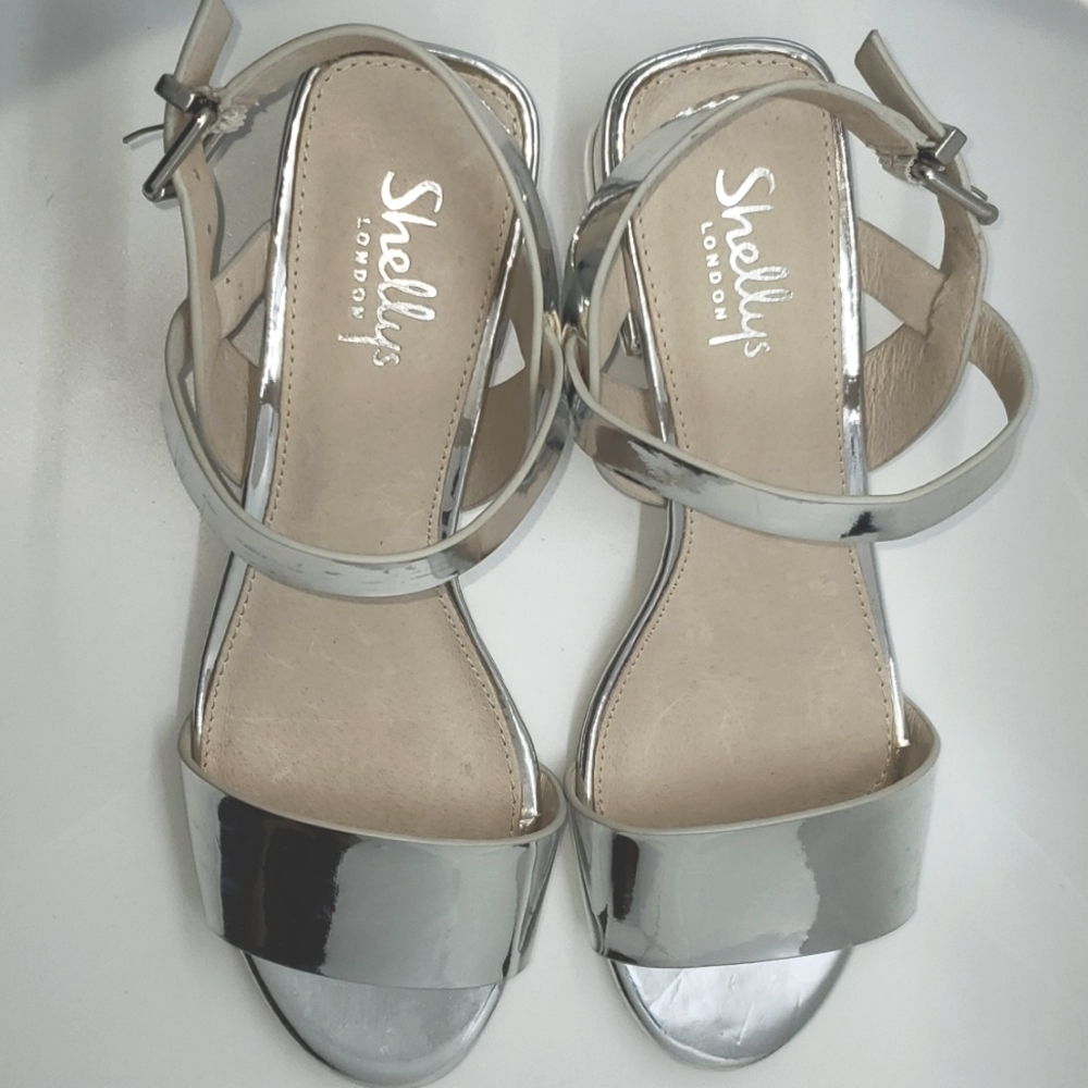 New Shellys London Dacey Sandal Women's 1 1/2 inch Heel Shoes, Silver